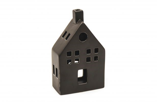 Keramikhaus schwarz quadratisch M 12x6x20cm